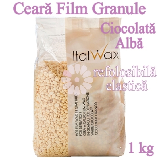 Imagine Ceara FILM granule Ciocolata Alba 1kg elastica, refolosibila - ItalWax