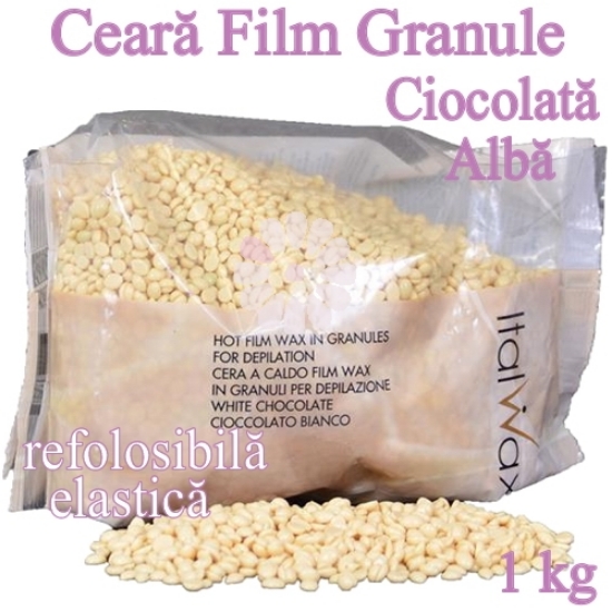Imagine Ceara FILM granule Ciocolata Alba 1kg elastica, refolosibila - ItalWax