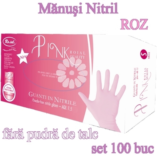 Imagine Manusi nitril roz fara pudra 100buc