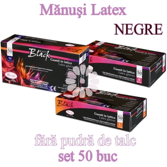 Imagine Manusi latex negre fara pudra 50buc