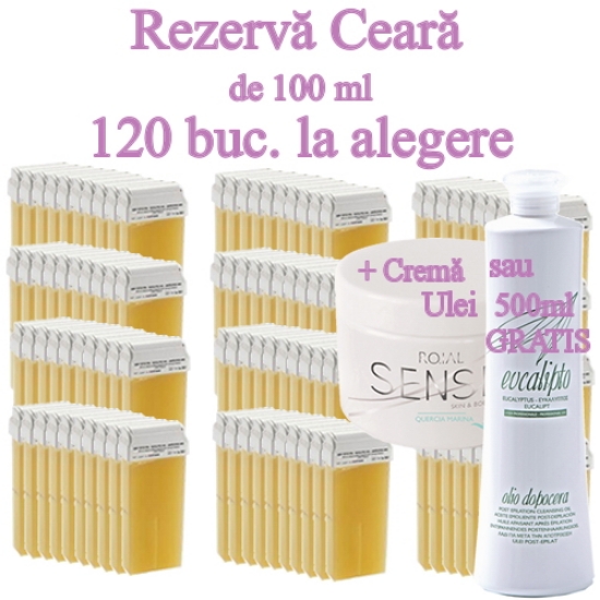 Imagine 120Buc LA ALEGERE - Rezerva ceara epilat de unica folosinta la 100ml - ROIAL + 1 Crema sau Ulei 500ml Gratuit