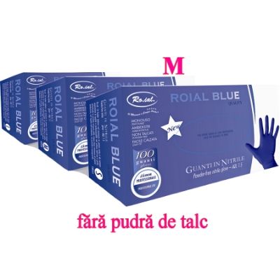 Manusi nitril albastre fara pudra 100buc M - ROIAL