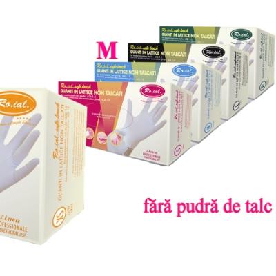 Manusi latex albe fara pudra 100buc M - ROIAL