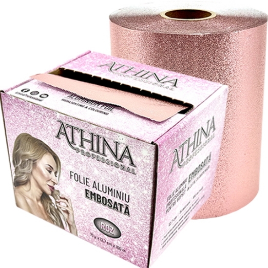 Imagine Folie aluminiu Embosata 12,7cm x 100metri ROZ cu cutter - ATHINA