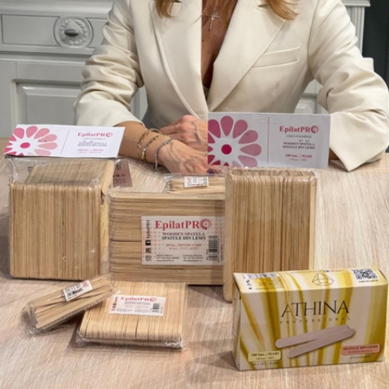 Imagine Spatule lemn Medii in cutie set 200buc - ATHINA