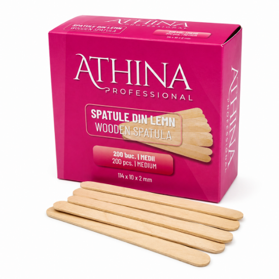 Imagine Spatule lemn Medii in cutie set 200buc - ATHINA