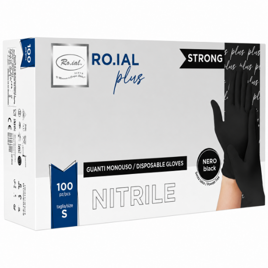Imagine Manusi nitril Negre fara pudra 100buc S - ROIAL PLUS