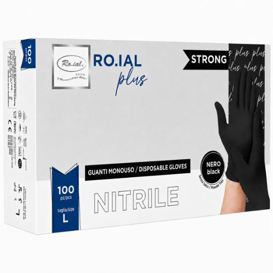 Imagine Manusi nitril Negre fara pudra 100buc L - ROIAL PLUS